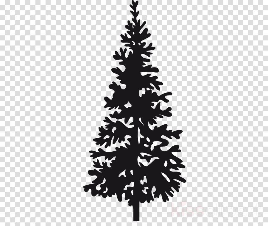 Christmas Tree Silhouette Clipart Fir Pine Christmas - Wall Stickers Tree Pine (900x760), Png Download