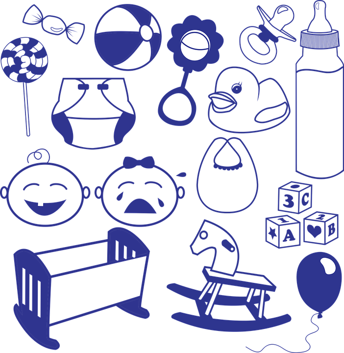 Child, Toddler, Newborn, Toys, Dummy, Diapers, A Bottle - Baby Fabric - Baby's World - Color Me - Stofftoy Custom (702x720), Png Download