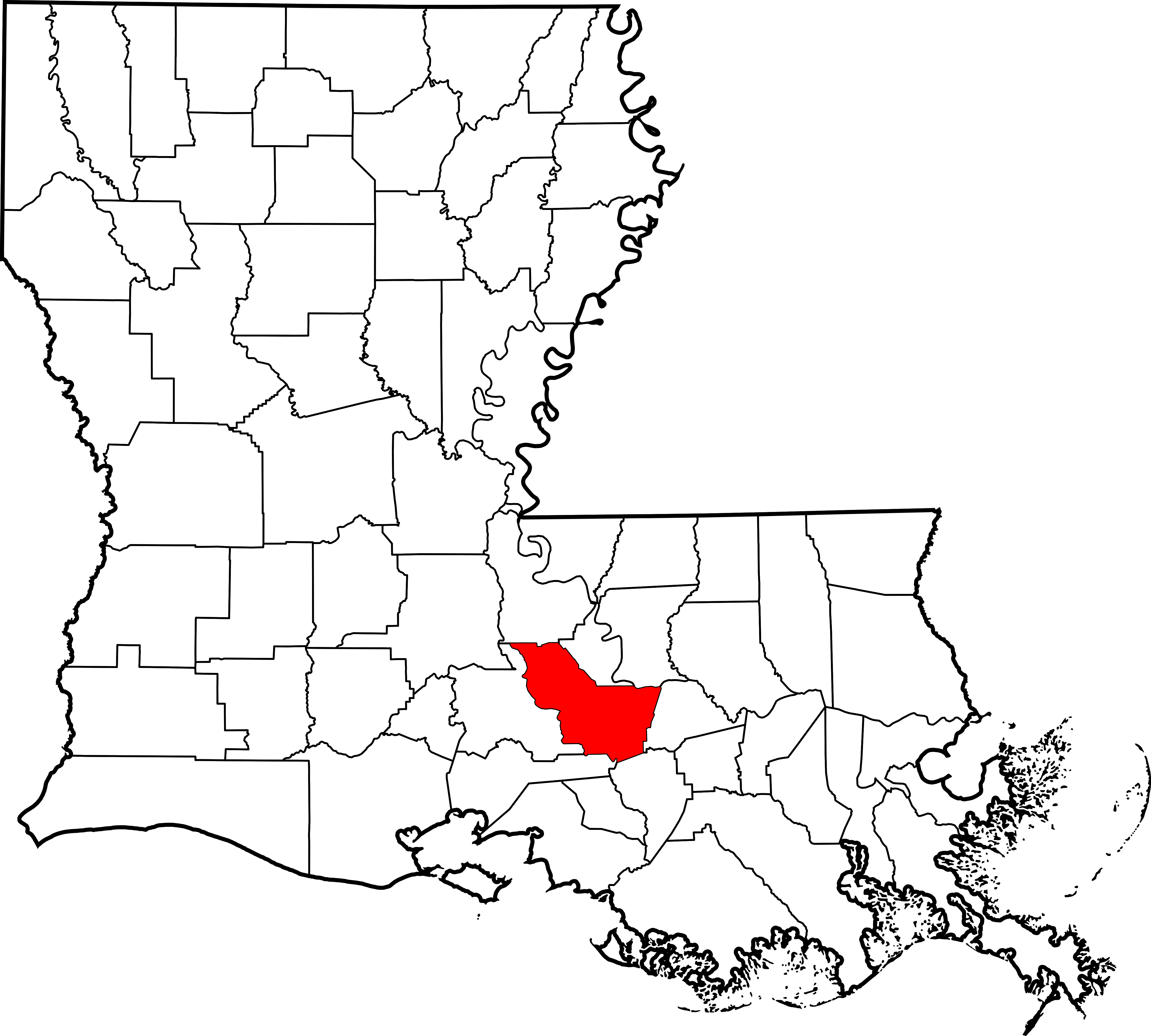 5018px-map Of Louisiana Highlighting Iberville Parish - St Tammany Parish Outline (4552x4096), Png Download