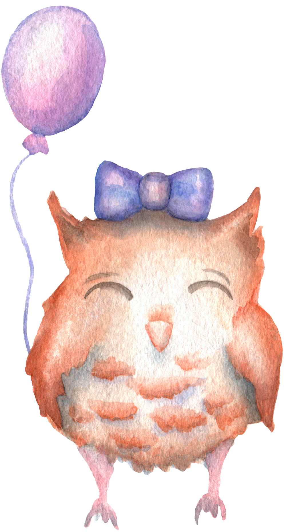 Hand Drawn Owl Transparent Animal Png Holding A Balloon - Portable Network Graphics (1024x1889), Png Download