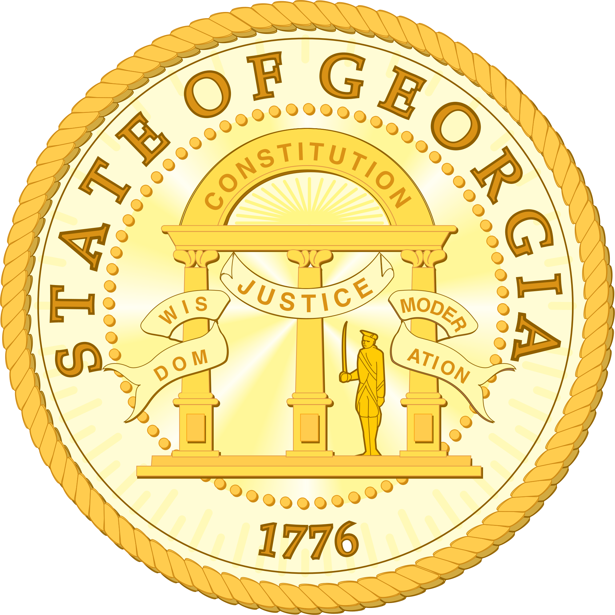 File Stateseal Svg Wikimedia - State Of Georgia Symbol (2000x2000), Png Download