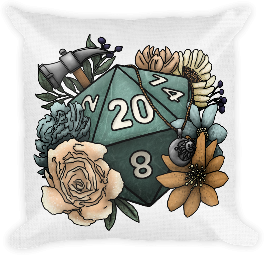 Cleric D20 Premium Pillow - Dice (1000x1000), Png Download