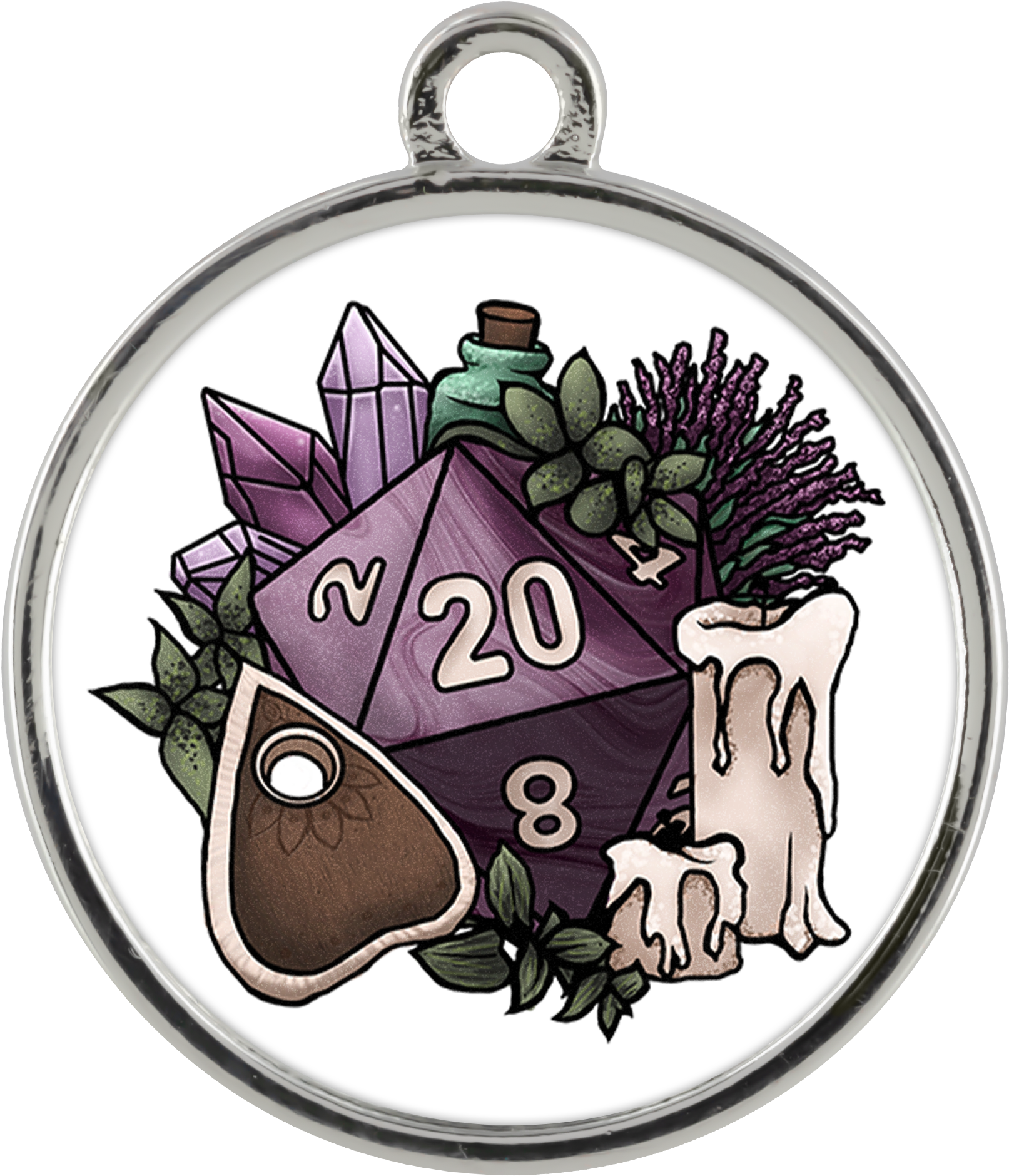 Witchy D20 Silver Bead Bracelet (2000x2000), Png Download