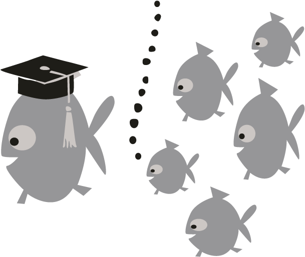 Smock School Of Fish Motif - Cartoon (696x696), Png Download