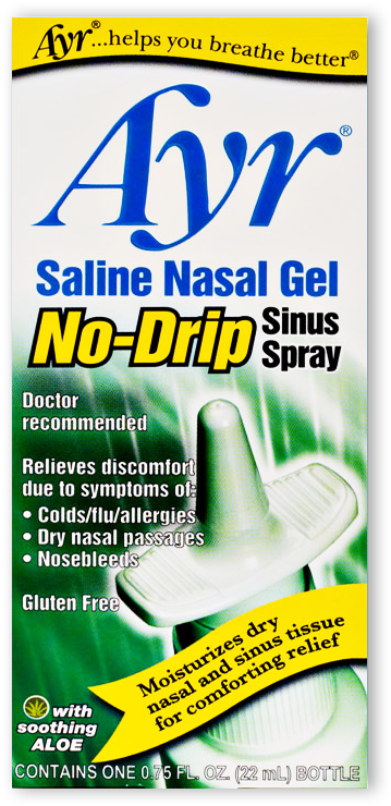 Ayr Saline Nasal Gel No Drip - Ayr Saline Nasal Gel No-drip Sinus Spray With Soothing (750x825), Png Download