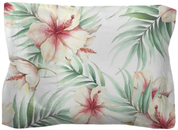 Seamless Pattern With Tropical Flowers And Leaves - Illustration (400x400), Png Download