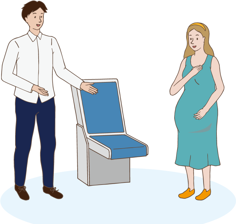 A Man Gives Up His Seat For Pregnant Woman - Cartoon (842x842), Png Download