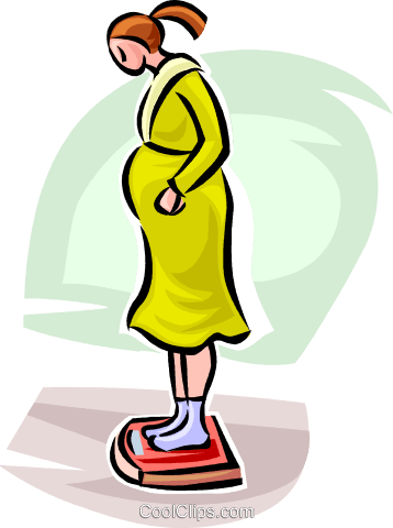 Pregnant Woman On A Scale Royalty Free Vector Clip - Clip Art (358x480), Png Download