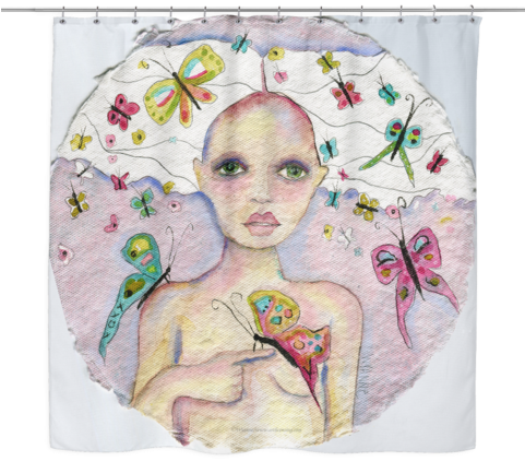 Unique Whimsical Fabric Shower Curtain With Watercolor - Trademark Fine Art 'butterfly Girl' Canvas Art (480x480), Png Download