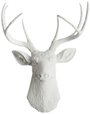 27 - White Faux Taxidermy White Deer Head Wall Mount (325x400), Png Download