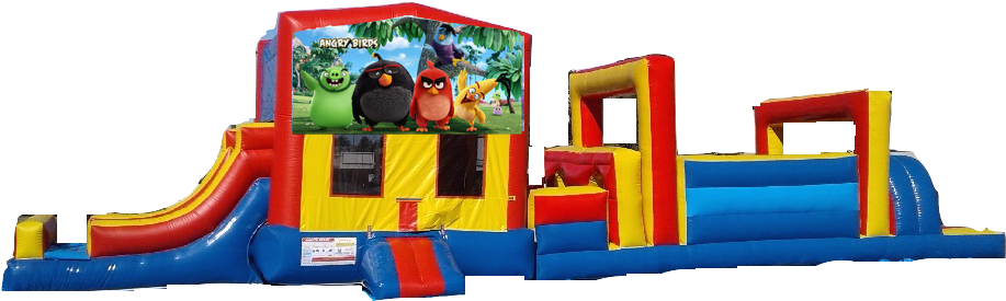 2 Lanes Combo Jumper Obstacle Game Angry Birds $350/day - Inflatable (960x720), Png Download