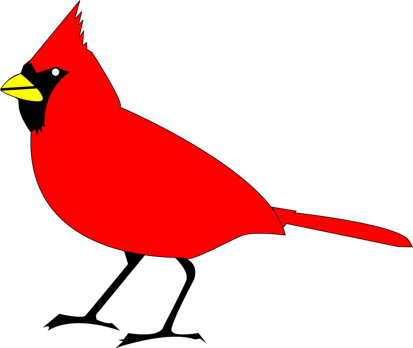 Collection Of Red Bird Clipart Black And White High - Cardinal Clipart (600x504), Png Download