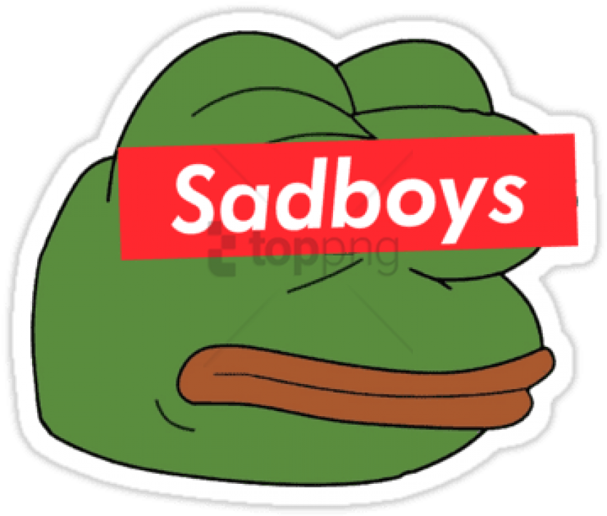Banner Stock Rare Sadboy Stickers Pinterest - Sad Frog Square Sticker 3" X 3" (375x360), Png Download