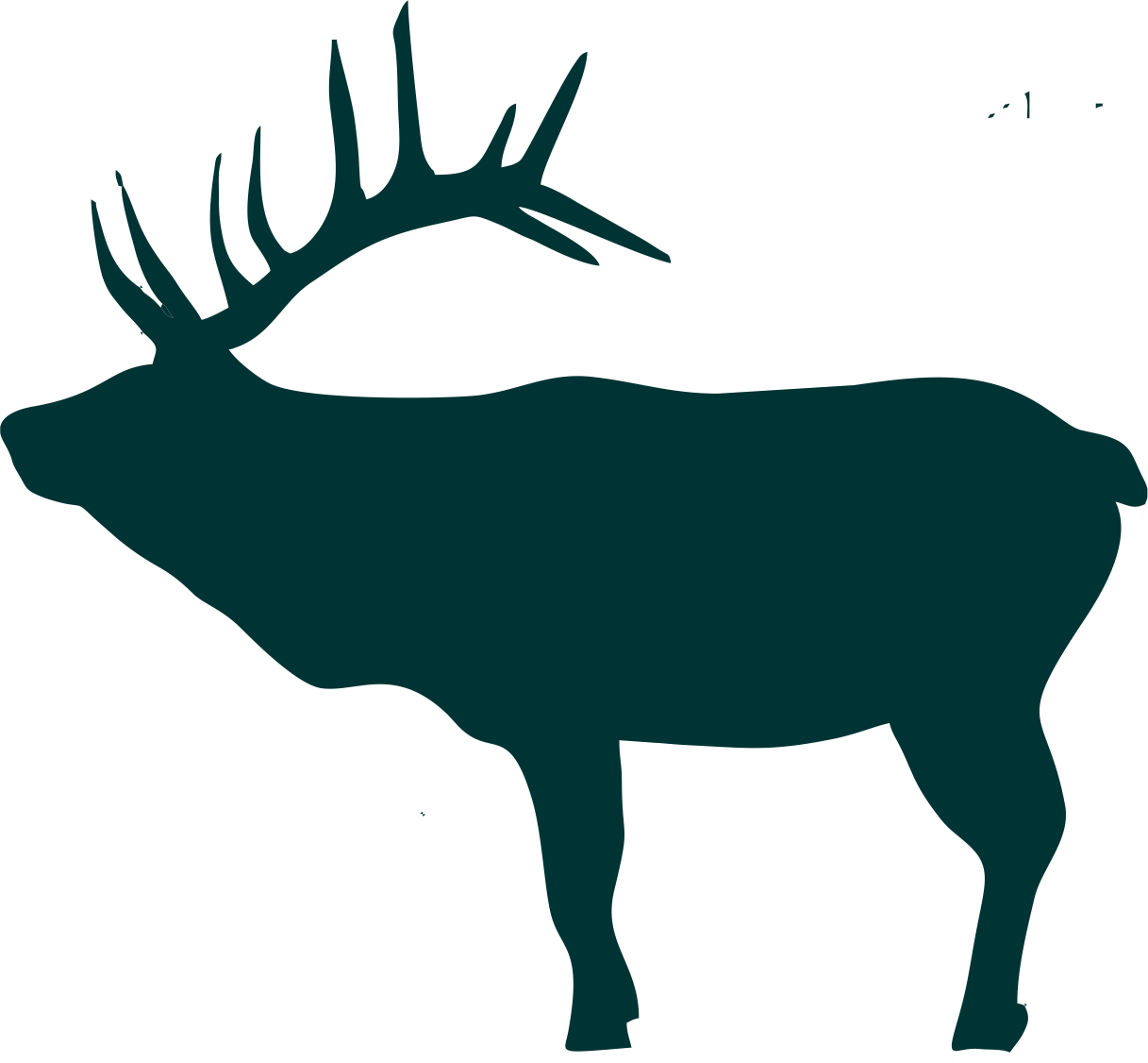 Deer Antlers Silhouette Png - Elk (1217x1126), Png Download