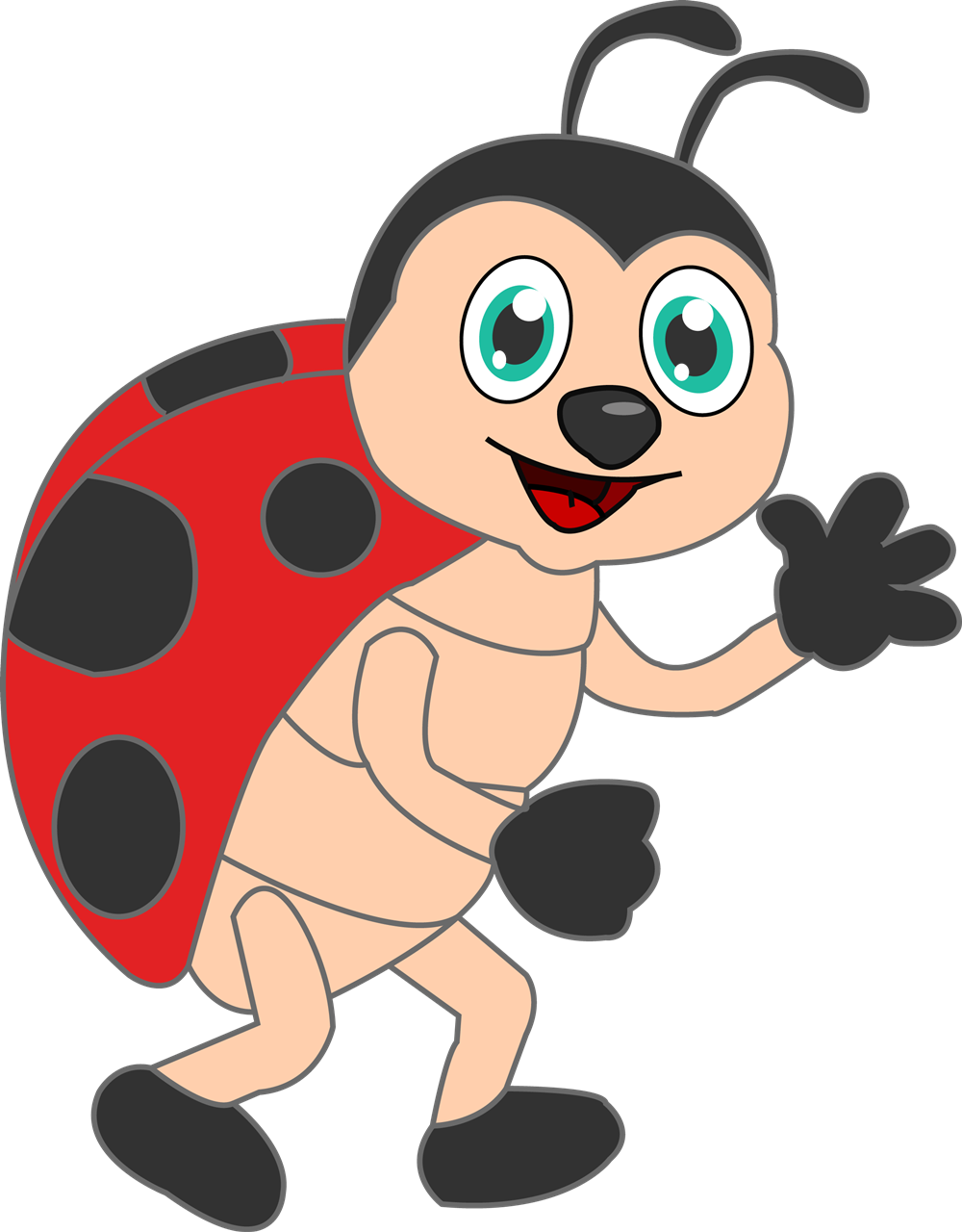 Lady Beetle Clipart Animated Pencil And In Color Lady - Ladybug Cartoon Clip Art (1000x1280), Png Download
