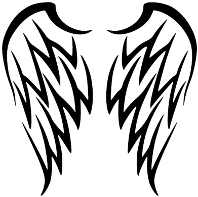 Wing Tattoo Simple - Tribal Angel Wings Tattoo (400x400), Png Download