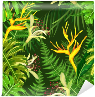 Seamless Pattern With Tropical Hawaiian Flowers Wall - Flower (400x400), Png Download