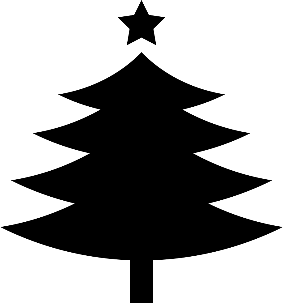 Christmas Tree With A Fivepointed Star On Top Comments - Black Christmas Tree Shape (916x980), Png Download