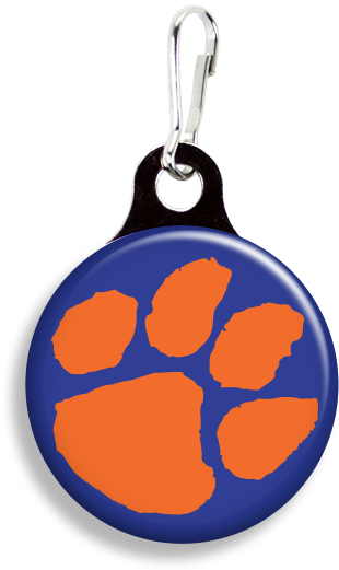 Clemson Tiger Paw - Zoogee Pzp1ds-b - Zipper Pulls 3/4" Metal Back (353x530), Png Download