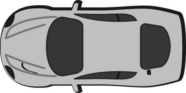 Gray Top View Clip Art At Clker - Outline Of A Car Top View (600x300), Png Download