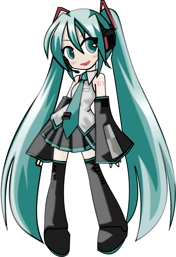 Hatsune Miku Clipart Anime Chibi - Hatsune Miku Vocaloid Chibi (739x1080), Png Download