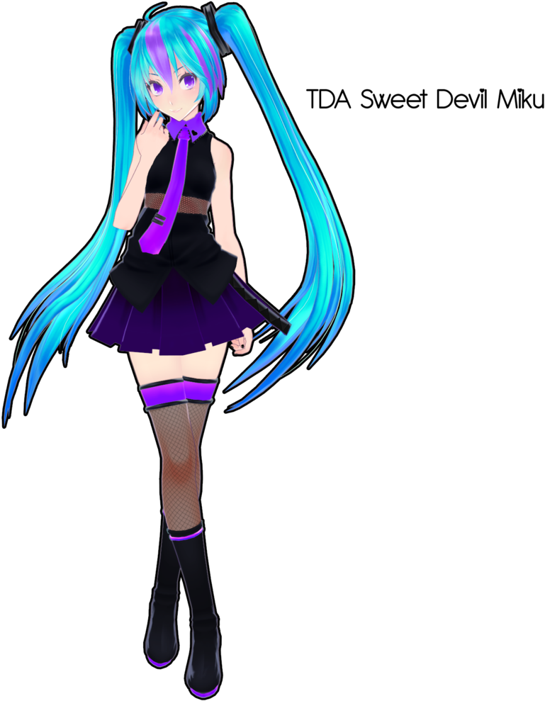 Tda Sweet Devil Miku Dl By Xoriu Boot Socks, Hatsune - Sweet Devil Miku Mmd (795x1004), Png Download