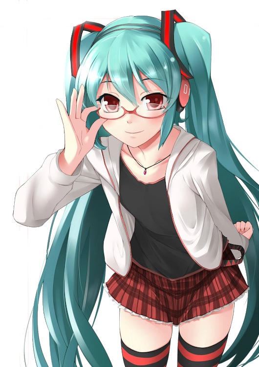 Photo - Hatsune Miku With Glasses (530x750), Png Download