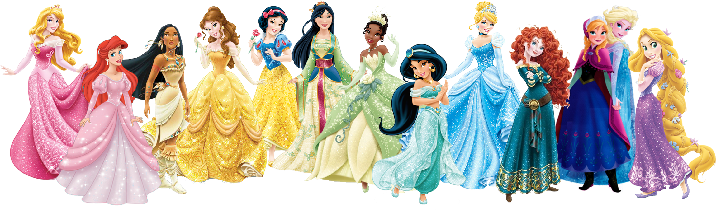 Disney Princesses Png Picture - All Disney Princess 2018 (2419x768), Png Download