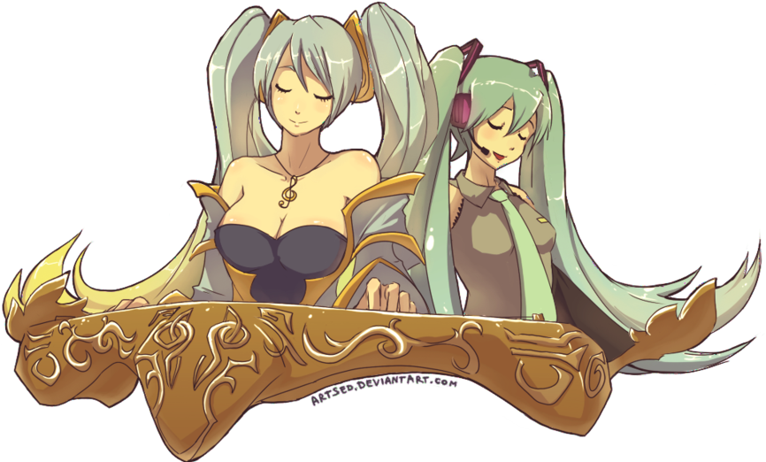 Image - Sona League Of Legends Miku (900x628), Png Download