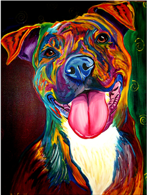 Pibble - Colorful Pitbull Art (400x400), Png Download