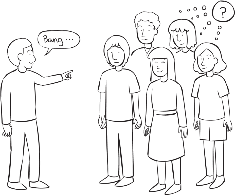 Back One Person Pointing To A Group Of People Playing - Thinking People Group Png (1024x768), Png Download