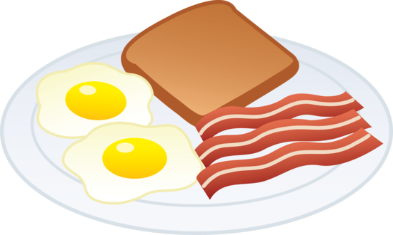 Eggs Bacon And Toast Free Clip Art - Bacon And Eggs Clip Art (550x330), Png Download