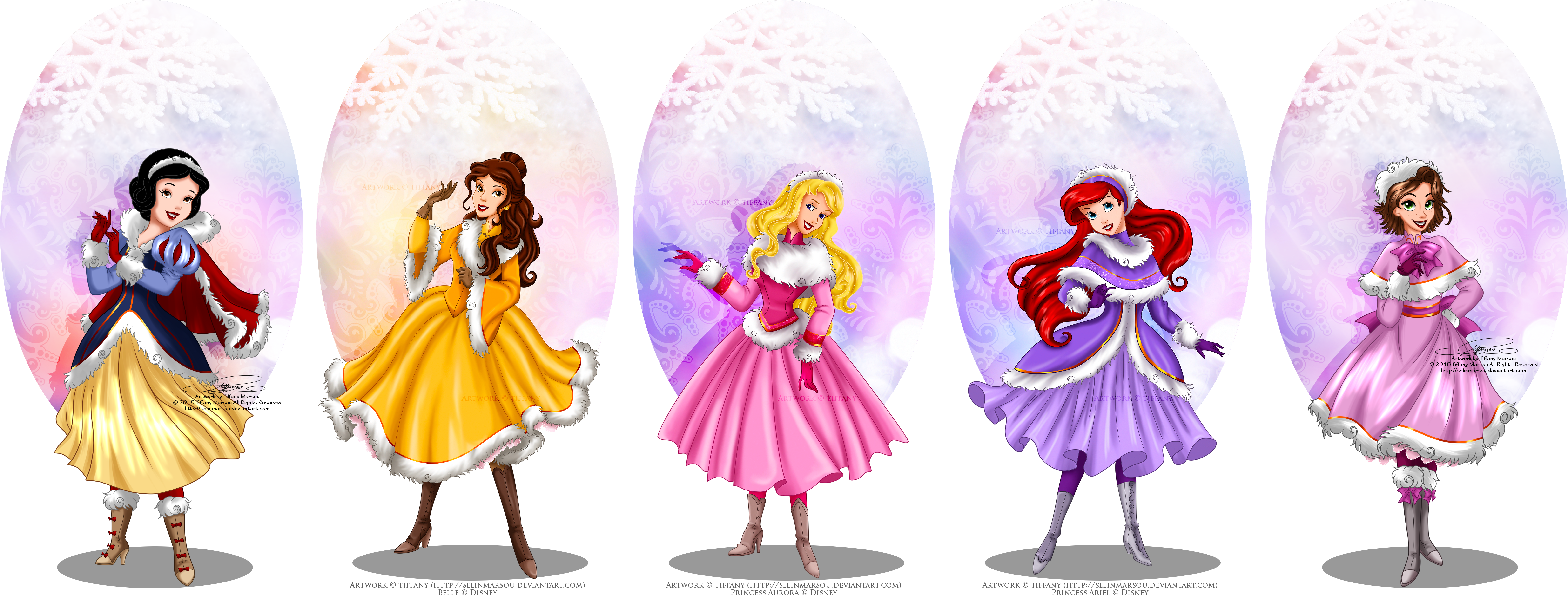 Disney Winter Princesses - Aurora Disney Princess Winter (640x245), Png Download