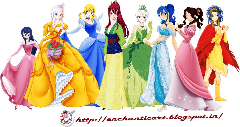 Crossover Fairy Tail Girls X Disney Princesses - Erza Fairy Tale Princess (1024x549), Png Download