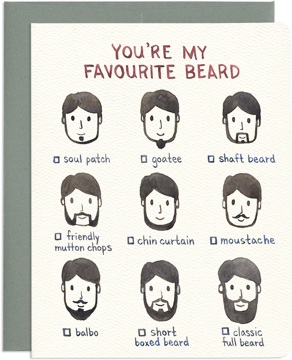 Stylish Beard & Moustache Greeting Card - Beard (800x800), Png Download