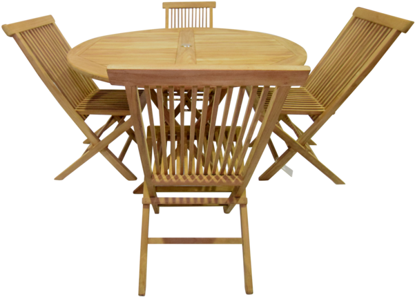 Al Fresco Round Folding 120cm Table Set - Outdoor Table (600x600), Png Download