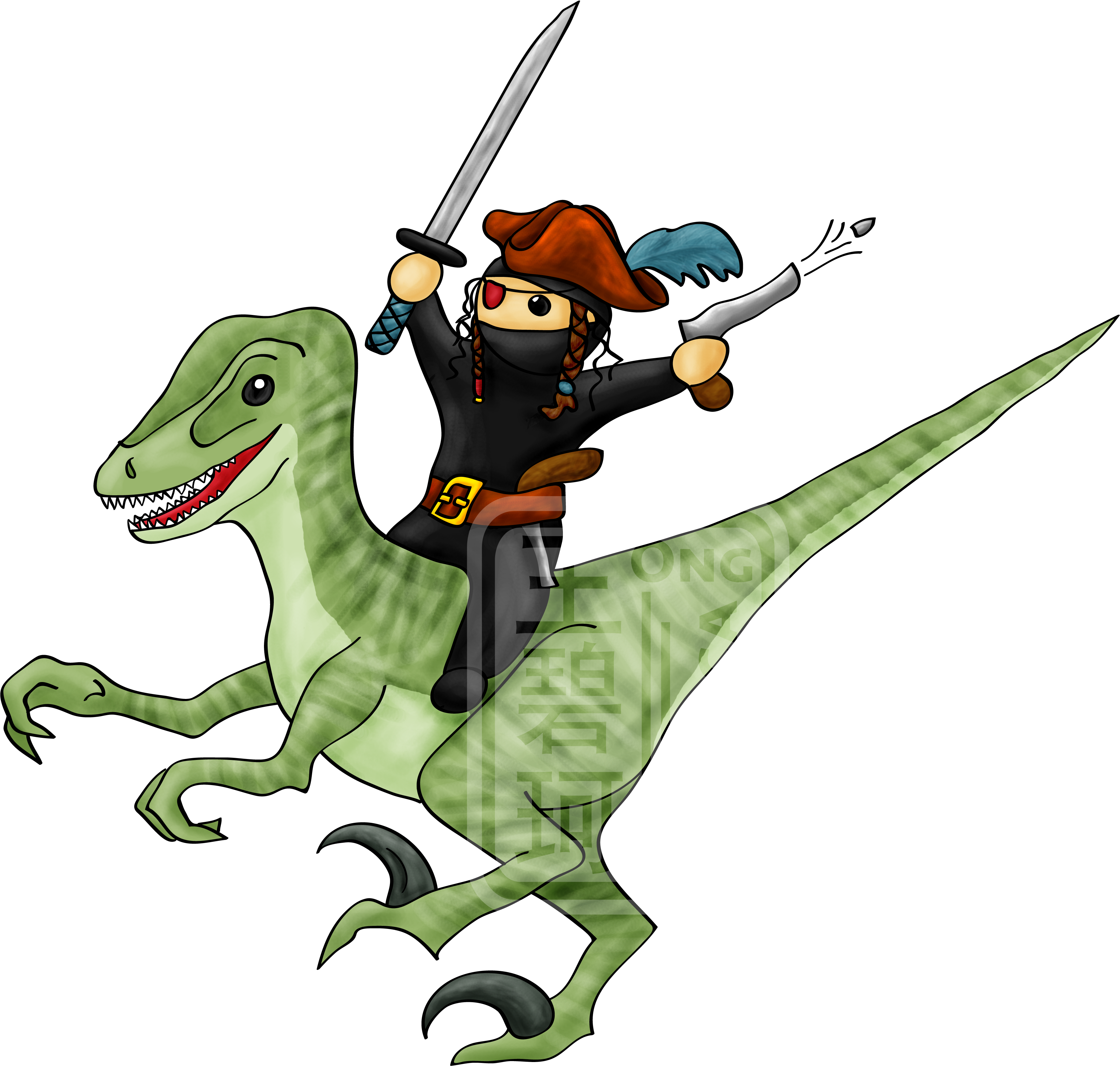 Velociraptor - Cartoon (4200x4200), Png Download