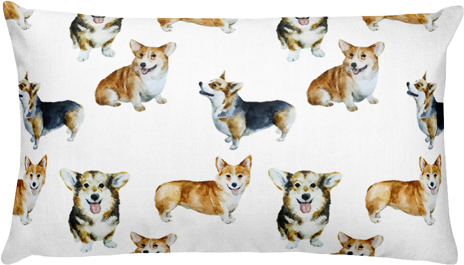 Corgi Print Rectangular Pillow - Dog Wallpaper Drawing (1000x1000), Png Download