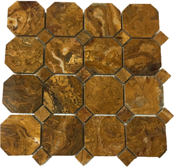 Multi Brown Onyx Octagon With Multi Brown Dot (600x600), Png Download