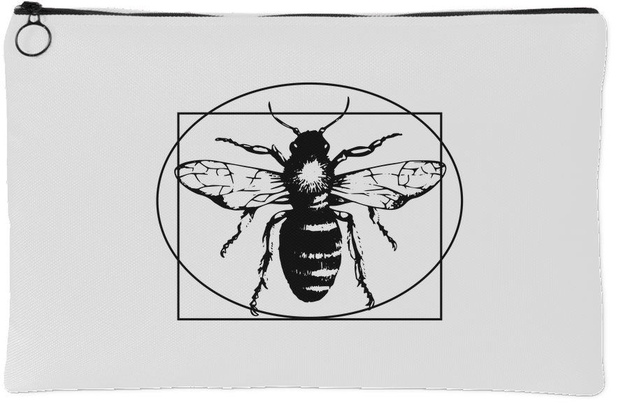 Vitruvian Bee Zipper Pouch - Bee Cufflinks Gift , Birthdays (1024x1024), Png Download