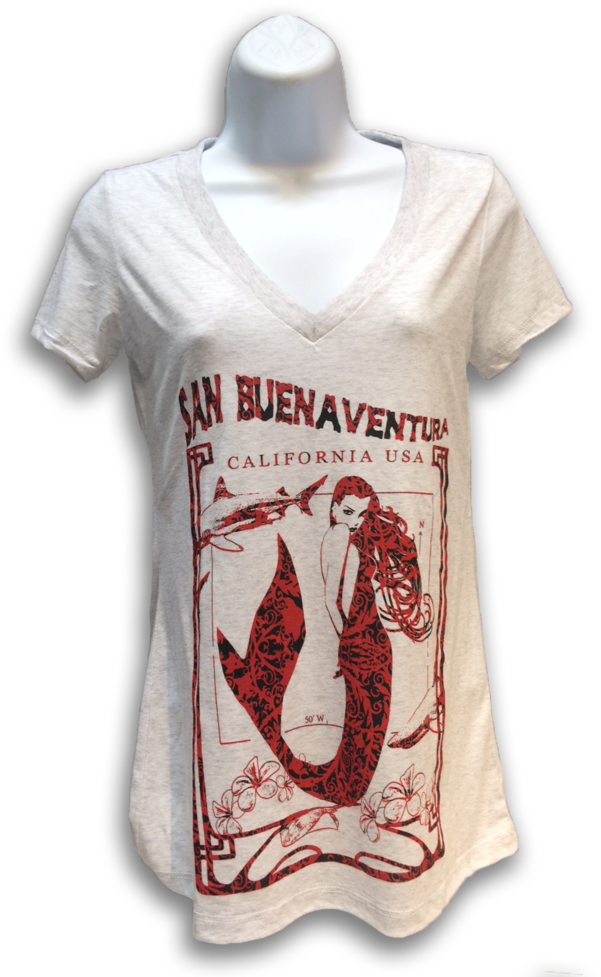 San Buenaventura Mermaid T Shirt - San Buenaventura Sirène Tri-blend Dolman - Vintage (604x1024), Png Download