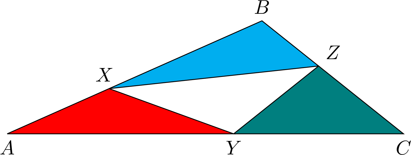 F's Values At △axy , △bxz (cyan), And △cyz (teal) Must - Triangle (1477x583), Png Download