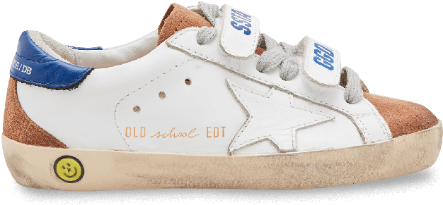 White & Brown Old School Sneakers (600x800), Png Download