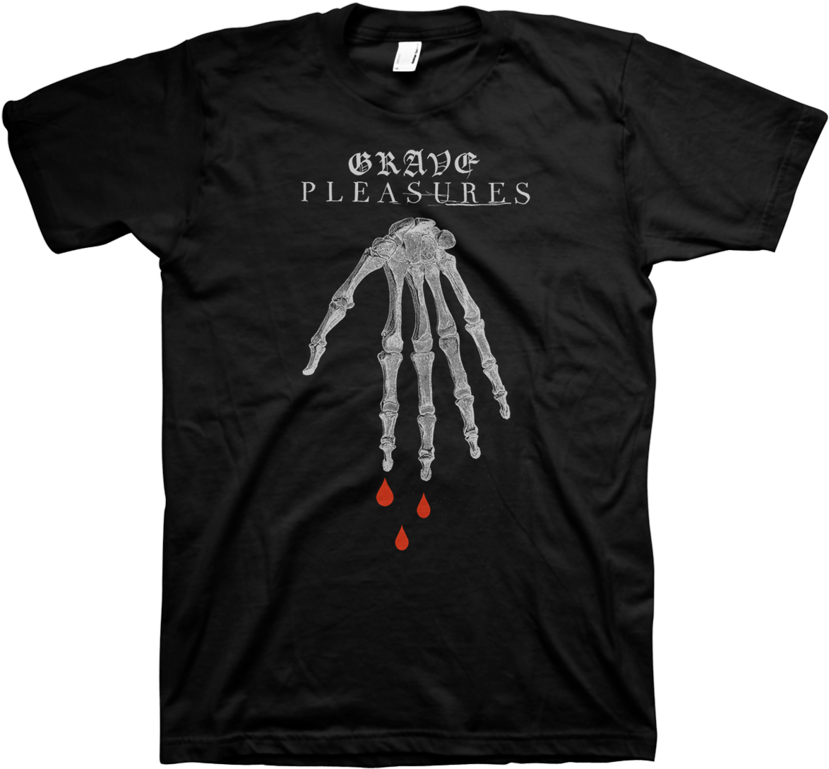 Grave Pleasures "skeleton Hand" Black - Birds In Row T Shirt (1200x1200), Png Download