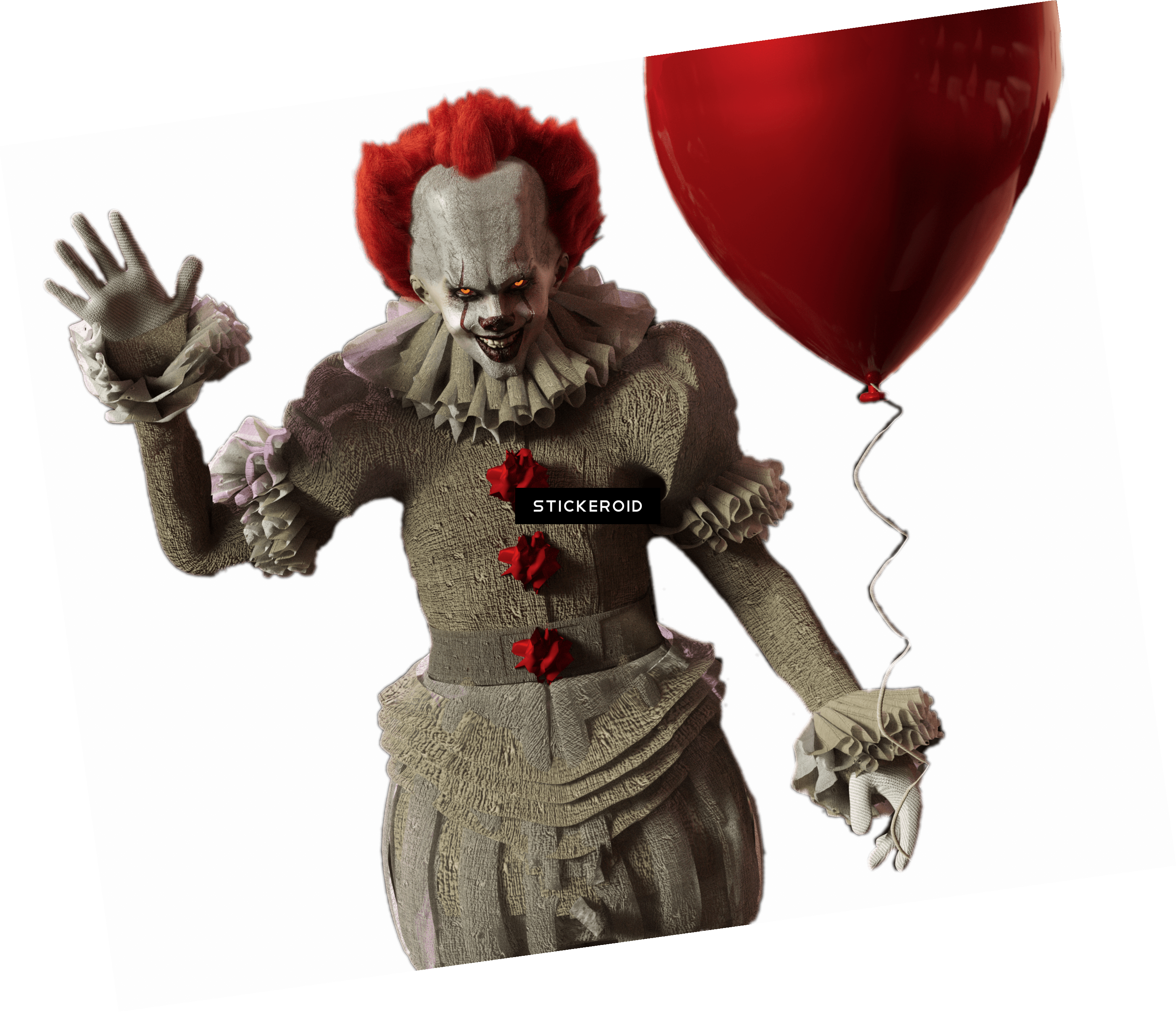 It Pennywise With Red Balloon (2913x2506), Png Download
