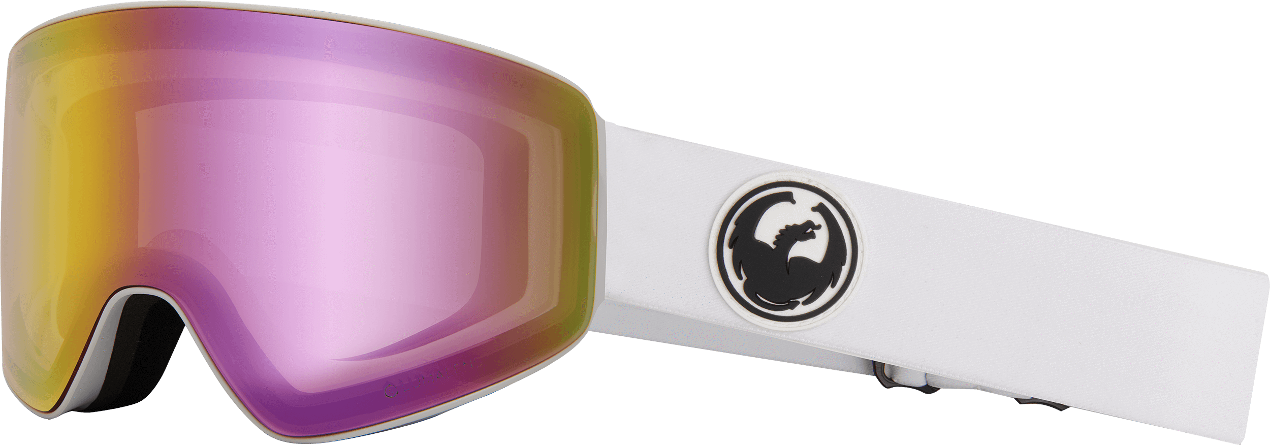White With Lumalens Pink Ionized Dark Smoke Lens - Dragon Optical (2500x876), Png Download