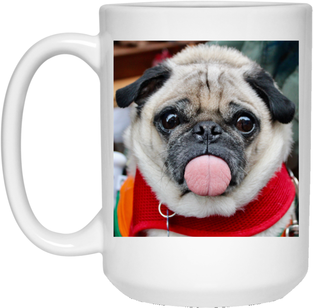 Pug Mug - Tongue Out - Babys-closet - Com - Kyoto Pug Cafe (1024x1024), Png Download