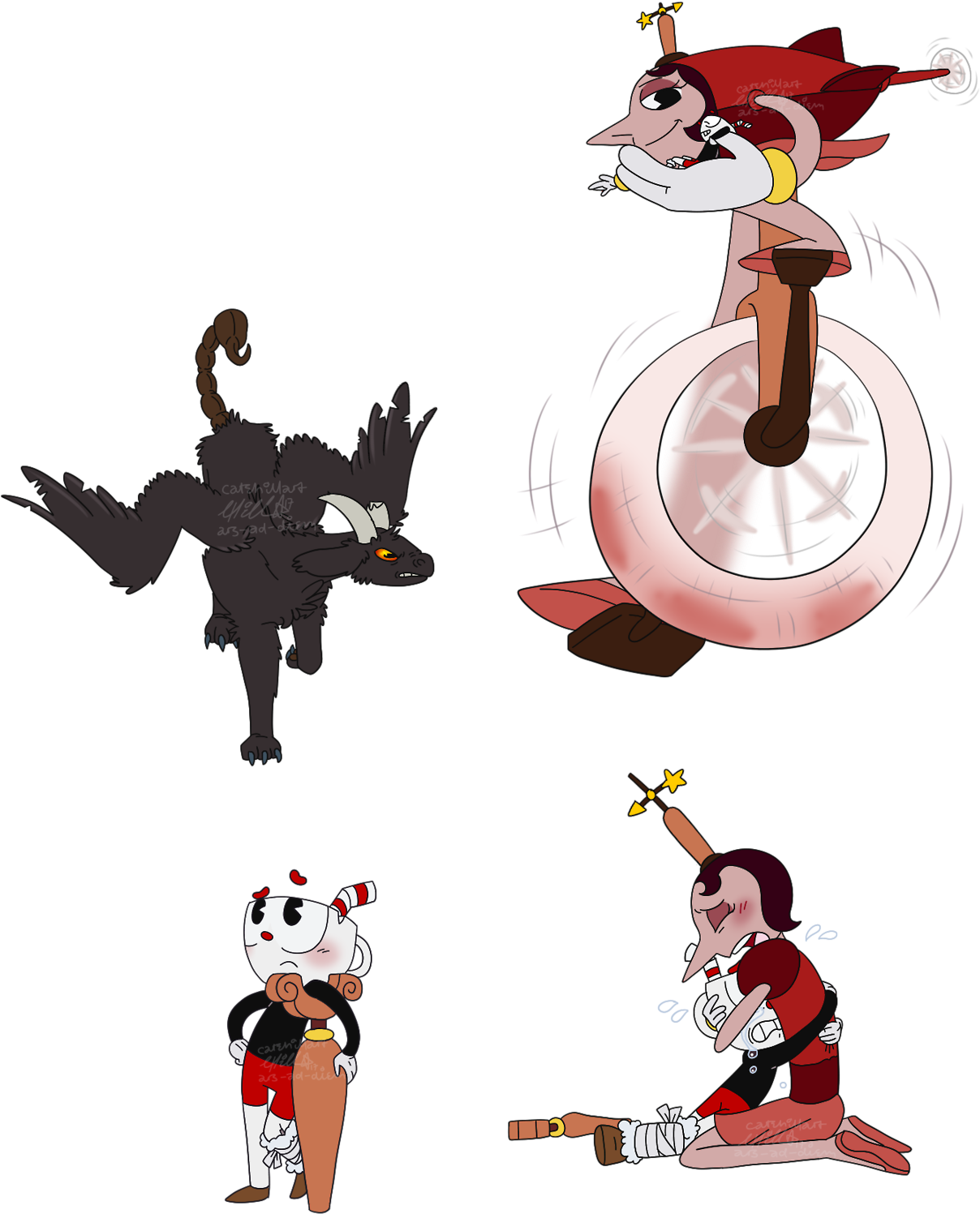 I Did These Last Year But Have Some Cuphead Au Doodles - Dose (1280x1585), Png Download