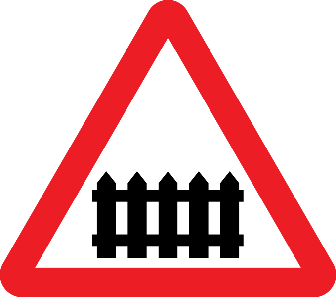 Road Sign With Gate (680x600), Png Download
