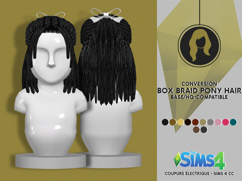Box Braid Pony Hair - Sims 4 Toddler Curls Redheadsims (800x600), Png Download